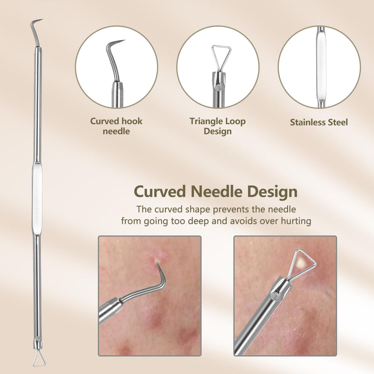 5PCS Stainless steel Acne Removal Kit Blackhead Remover Facial Pimple Comedone Needle
