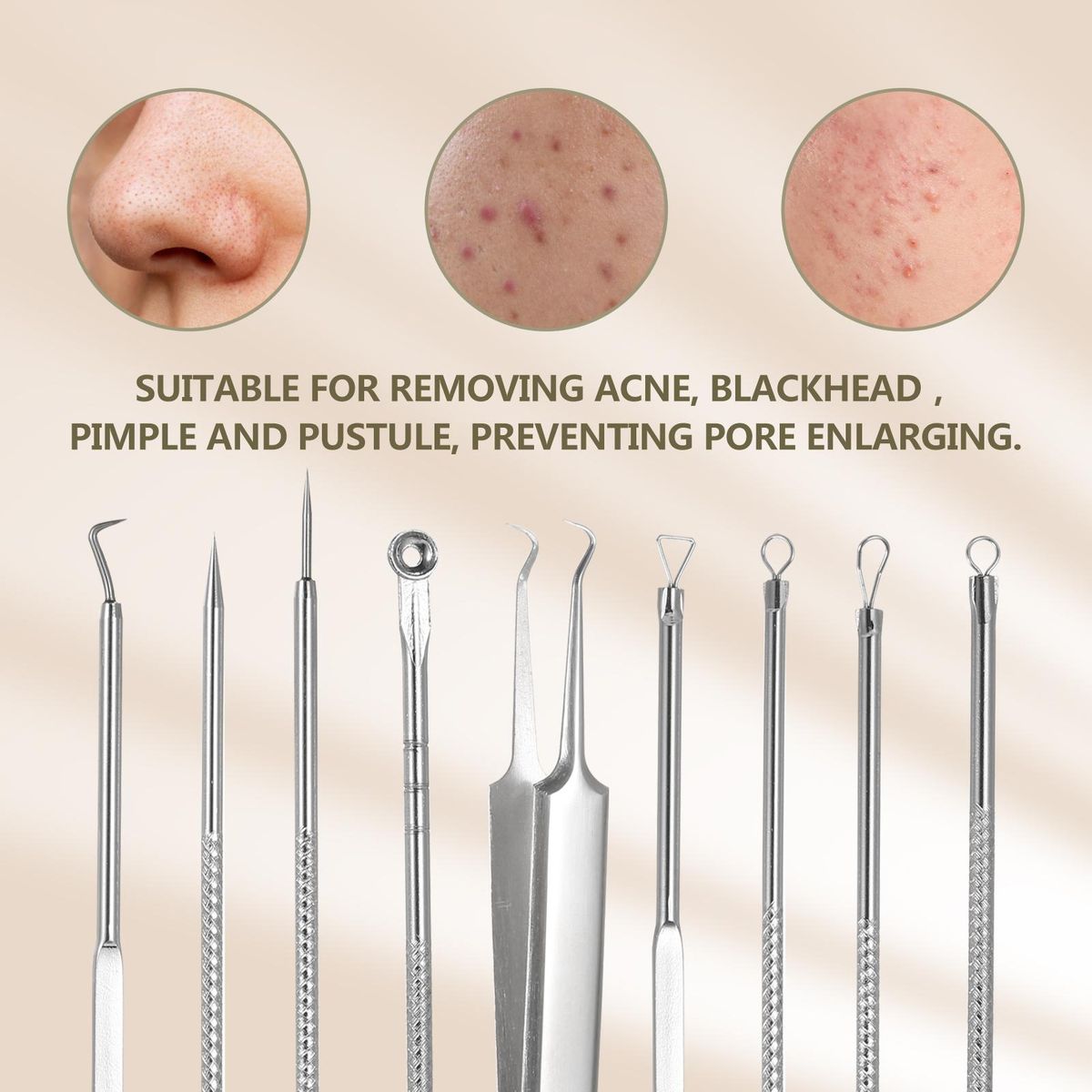 5PCS Stainless steel Acne Removal Kit Blackhead Remover Facial Pimple Comedone Needle