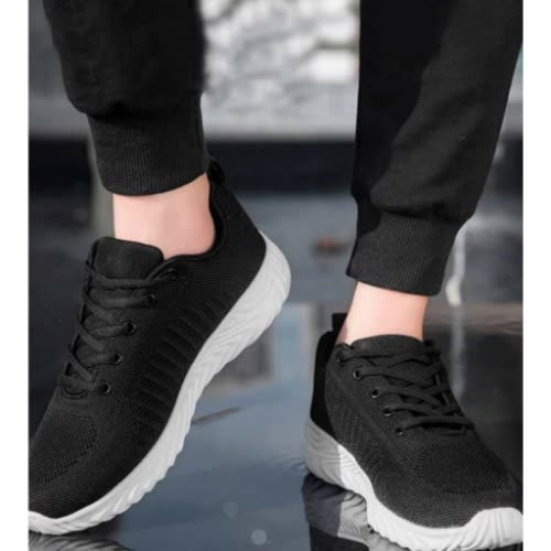 Men's Net Casual Breathable Lightweight Black Sneaker