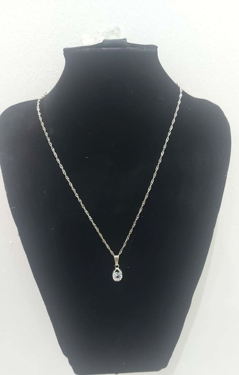 Oval Zircon Pendant Necklace Simple Clavicle Chain Silver