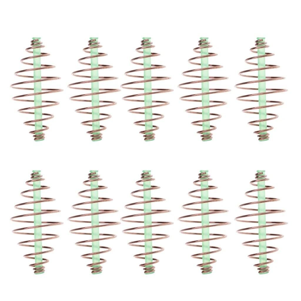 10pcs Fishing Feeders Bait Thrower Coil Inline Method Feeders with Carp Fishing Tackle 5.5x2.5 cm/2.2x1.0 inch