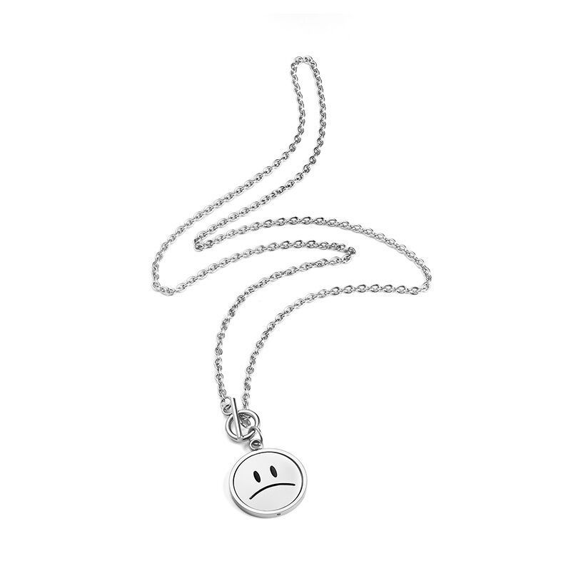 Titanium Steel Simple Smiling Face Pendant Necklace Collar Chain