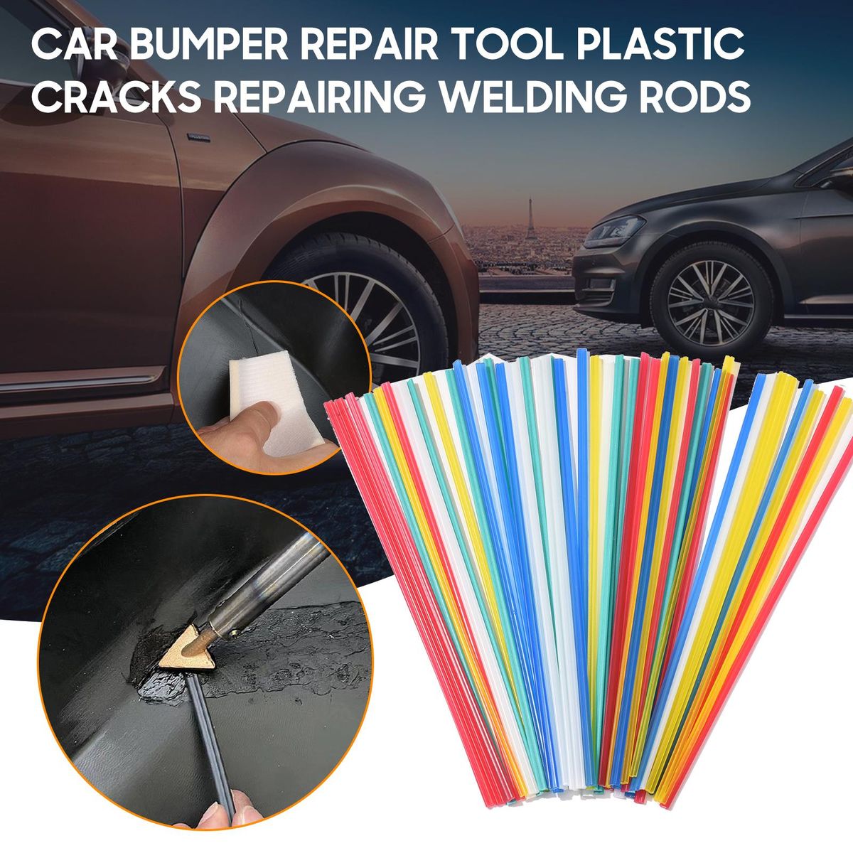 50 PCS PP Plastic Welding Rods Low Density Polypropylene Flat Rods for Car Bumper Plastic Pipe Car Baffles (25cm / 9.84in)