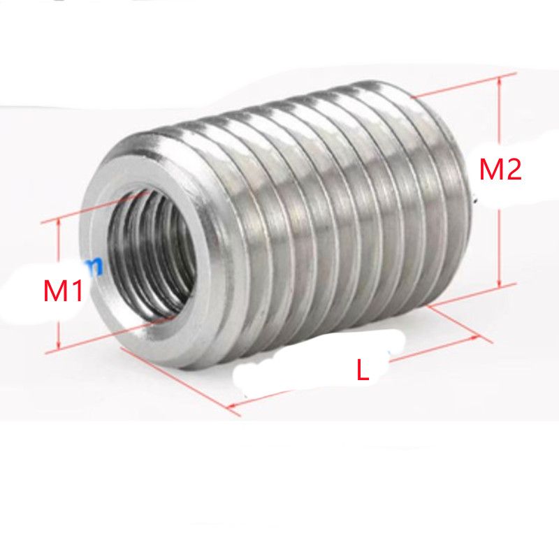 2-5pcs M2 M2.5 M3 M4 M5 M6 M8 M10 M12 Stainless Steel 304 Inside Outside Thread Adapter Screw Wire Thread Insert Conversion Nut-30mm 2PCS