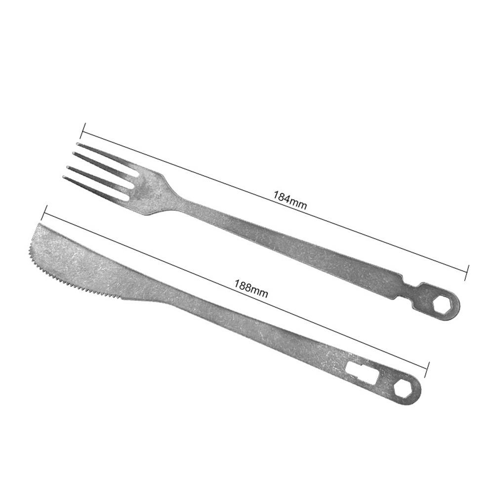 Detachable Cutter and Forks Portable Outdoor Camping Picnic BBQ Tableware Multifunctional Titanium Cutter and Forks Set
