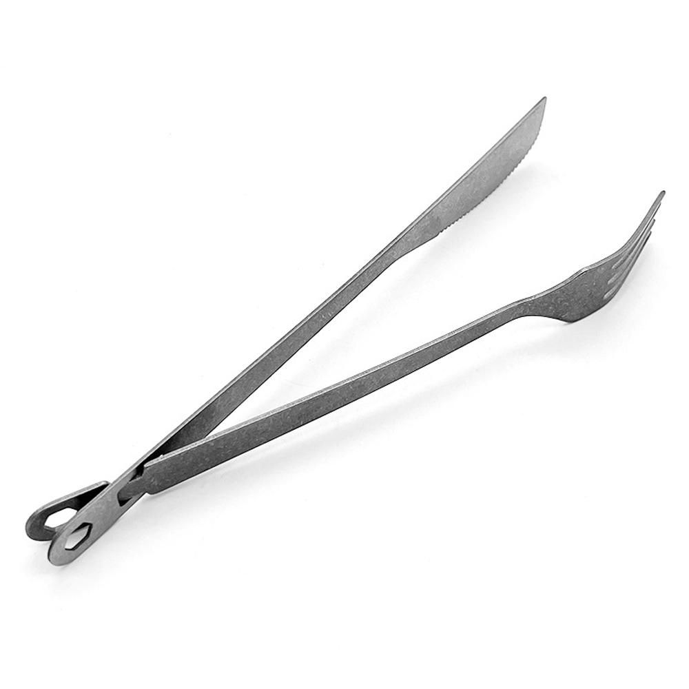 Detachable Cutter and Forks Portable Outdoor Camping Picnic BBQ Tableware Multifunctional Titanium Cutter and Forks Set
