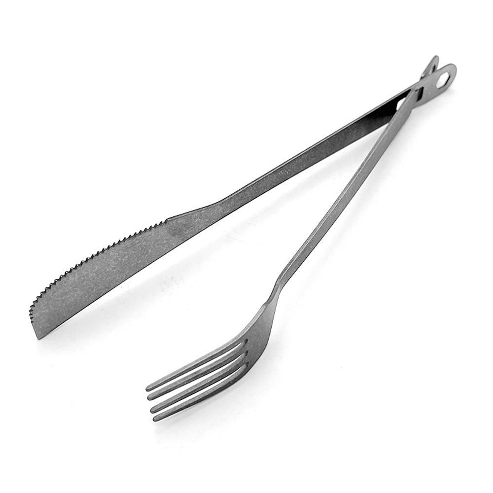 Detachable Cutter and Forks Portable Outdoor Camping Picnic BBQ Tableware Multifunctional Titanium Cutter and Forks Set