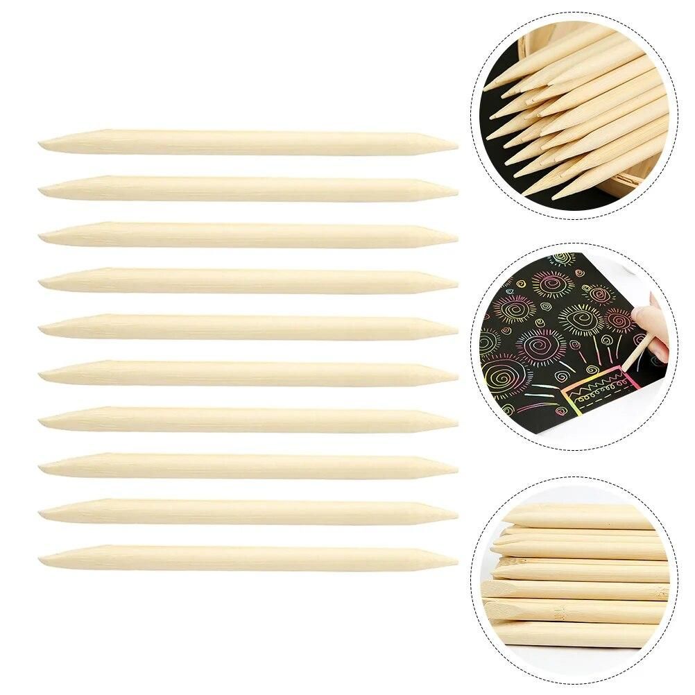 30 Pcs Scratch Stick Kids Stylus DIY Painting Tools Nail Supply Bamboo Pens Child Natural Sticks