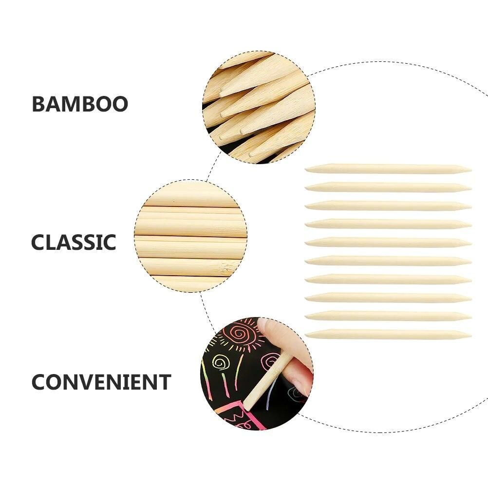 30 Pcs Scratch Stick Kids Stylus DIY Painting Tools Nail Supply Bamboo Pens Child Natural Sticks