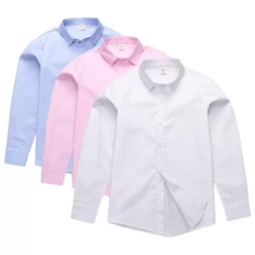 Set Of 3 Kids Dress Shirt - Blue,pink,white