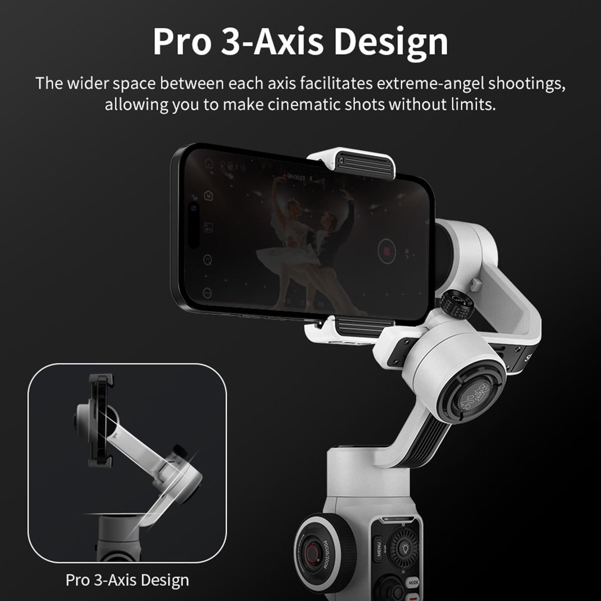 ZHIYUN SMOOTH-5S Handheld 3-Axis Gimbal Stabilizer Portable Phone Vlog Gimbal Anti-shake Built-in LED Fill Light with Mini Tripod Max. 300g Payload Replacement for iPhone   14/13/12/11 Android Smartphones