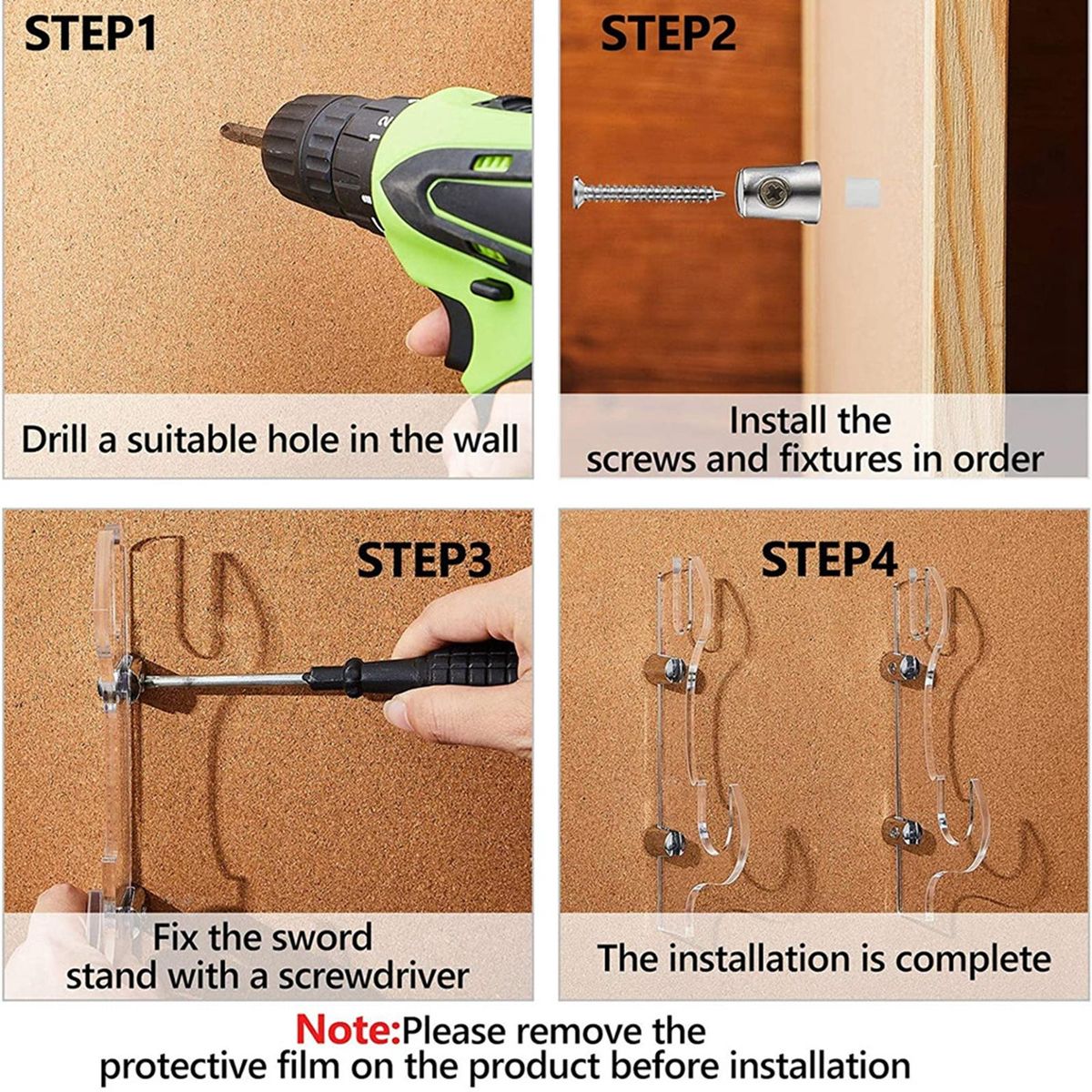 Wall Mounted Display Stand Katana Support Storage  Hook For Clear