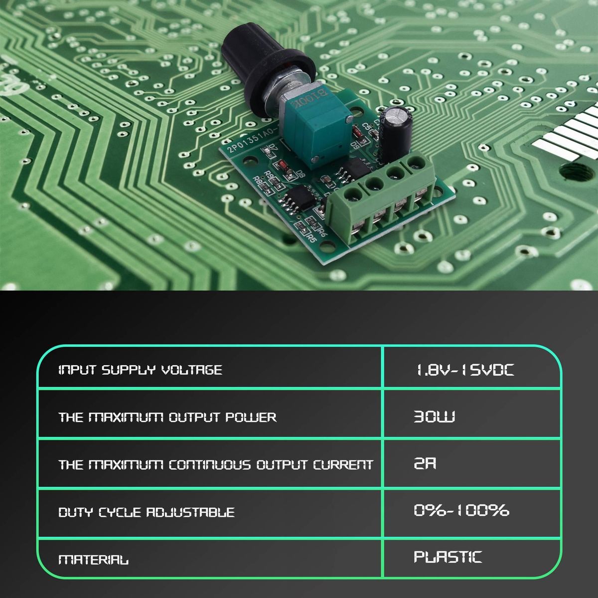 DC Motor Speed Controller (PWM) 1803BK Adjustable Driver Swi