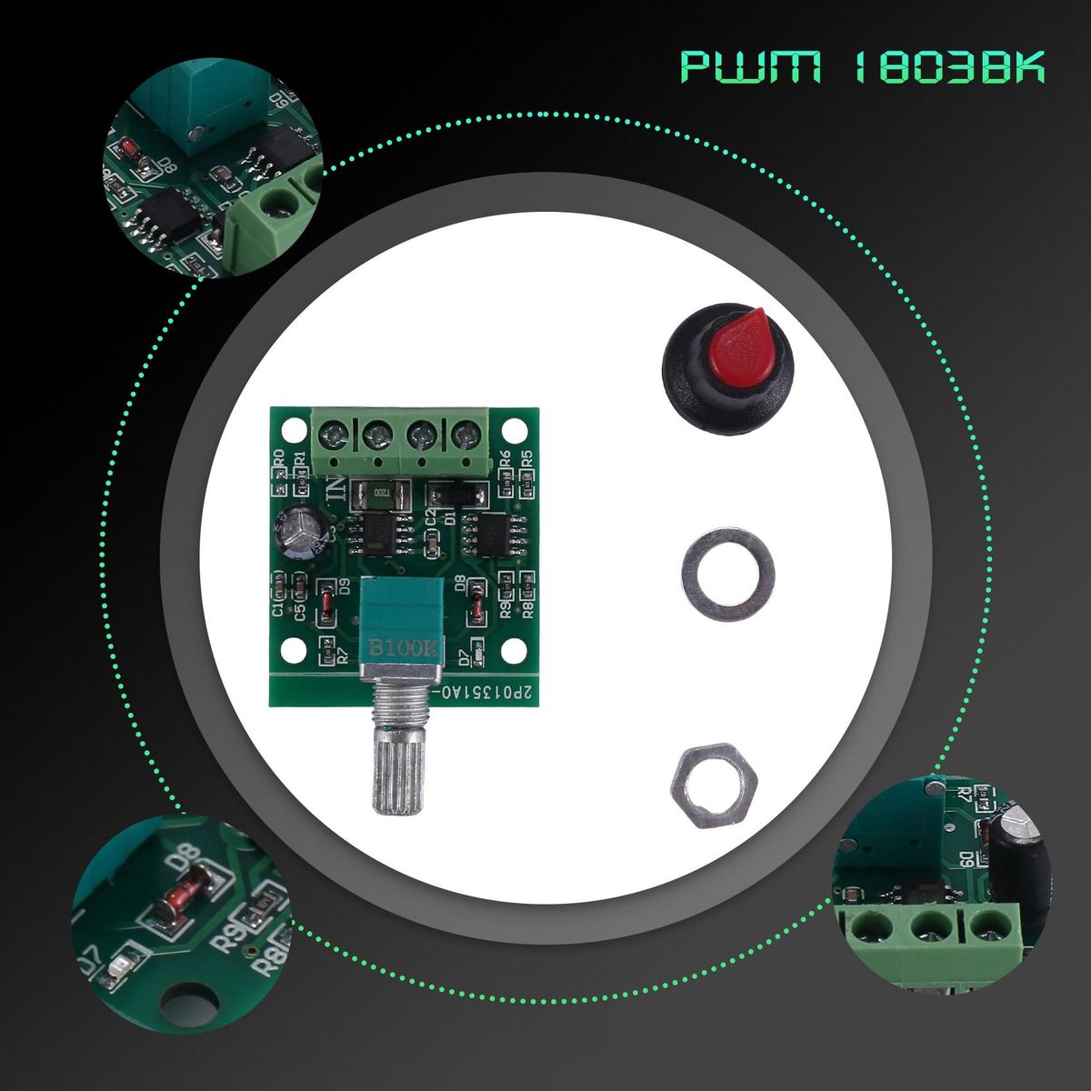 DC Motor Speed Controller (PWM) 1803BK Adjustable Driver Swi