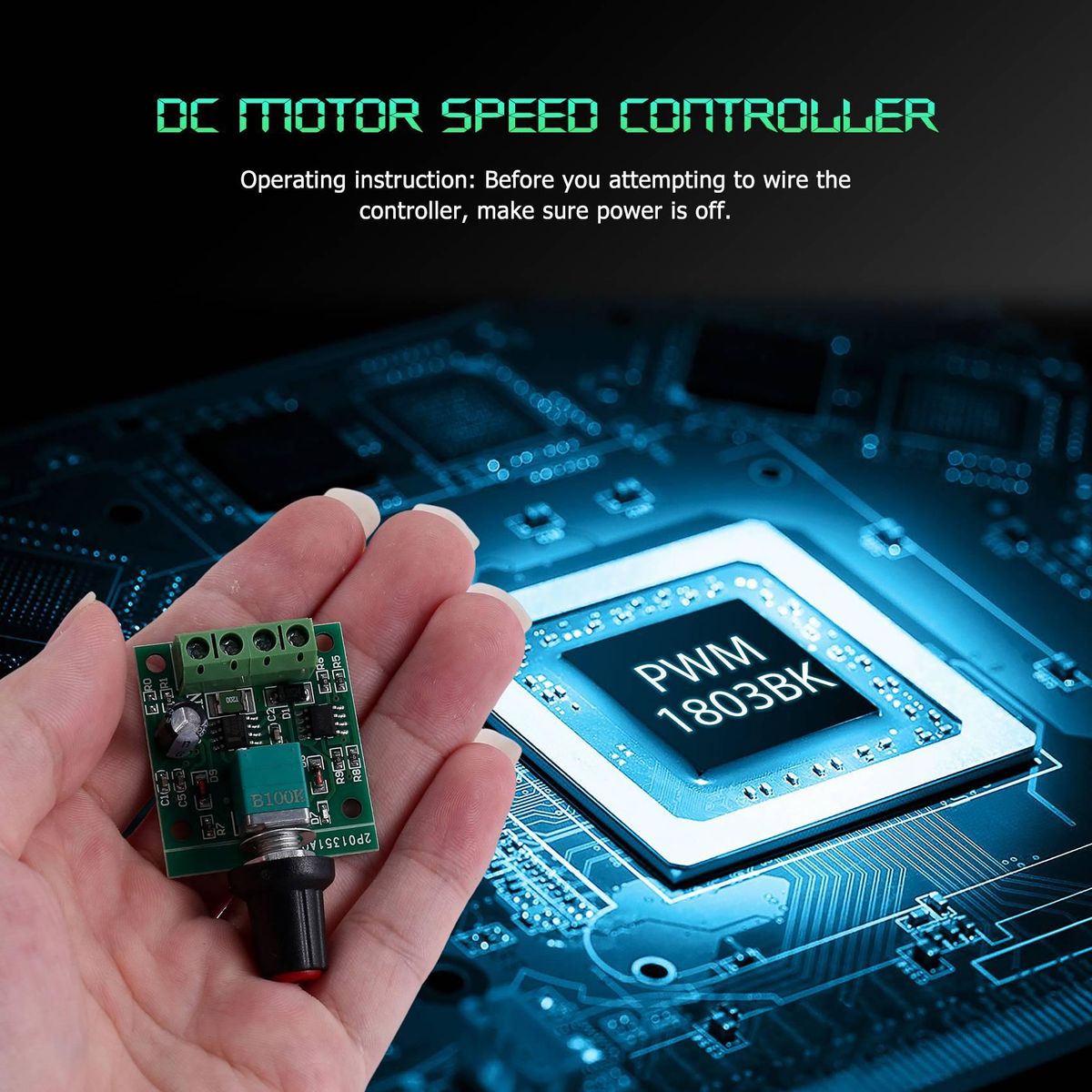 DC Motor Speed Controller (PWM) 1803BK Adjustable Driver Swi
