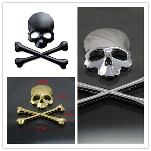 3d Crossbones Skull Demon Metal Logo Emblem Badge Decal For