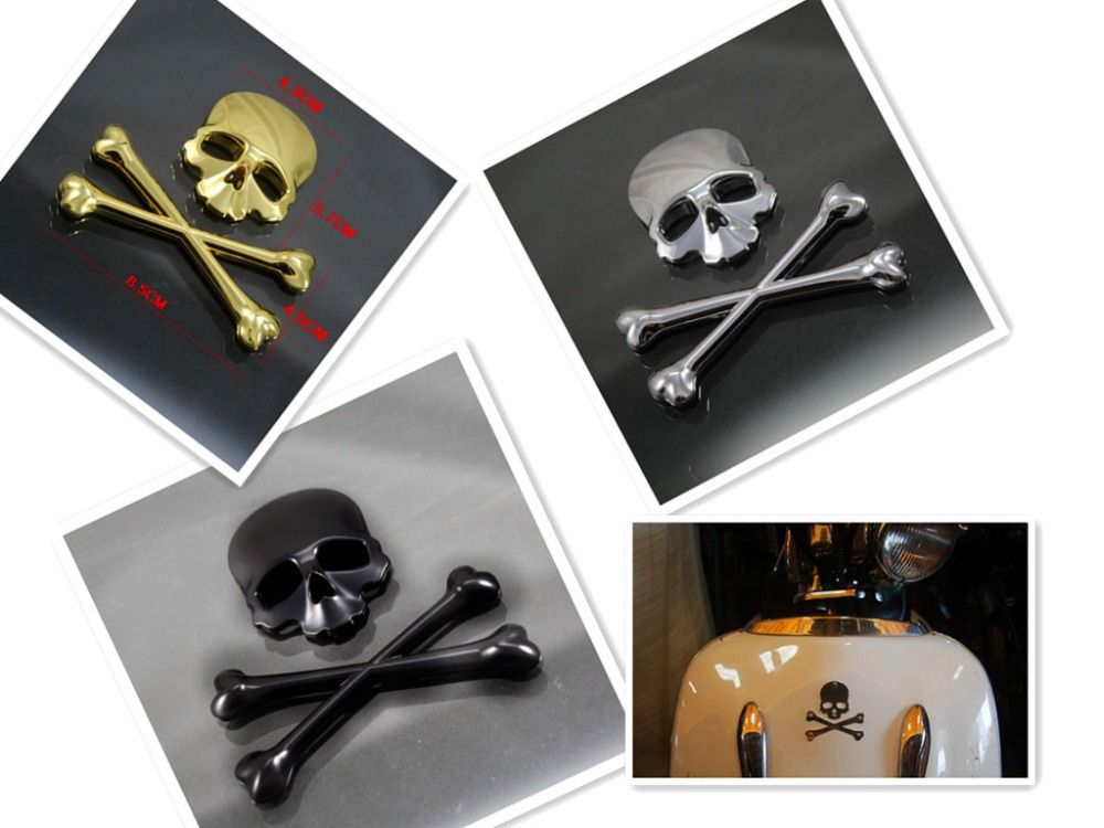 3d Crossbones Skull Demon Metal Logo Emblem Badge Decal For