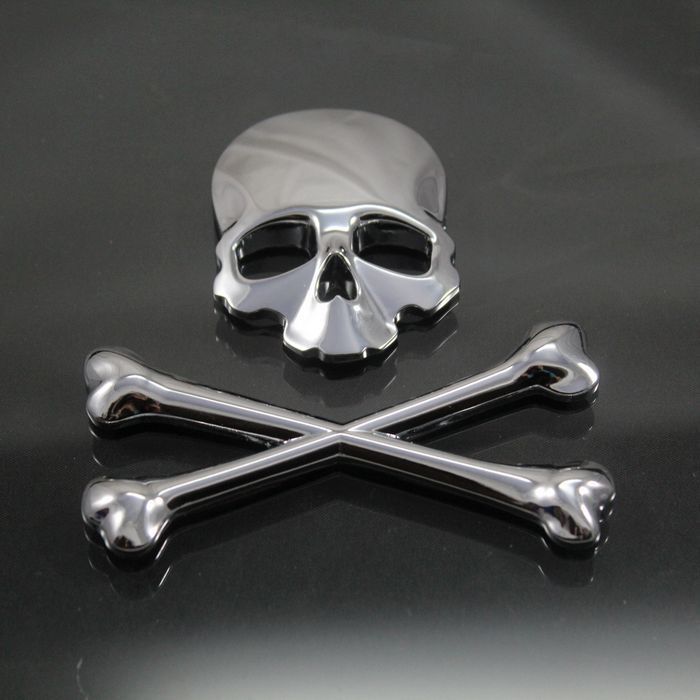 3d Crossbones Skull Demon Metal Logo Emblem Badge Decal For