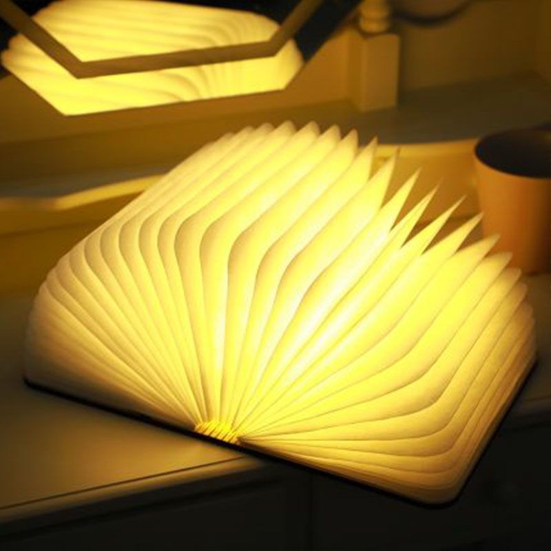 500LM Portable Walnut Black White Maple Wood Grain Book Light Creative Flip Book Light Outdoor Lighting Night Light Decoration Light M
