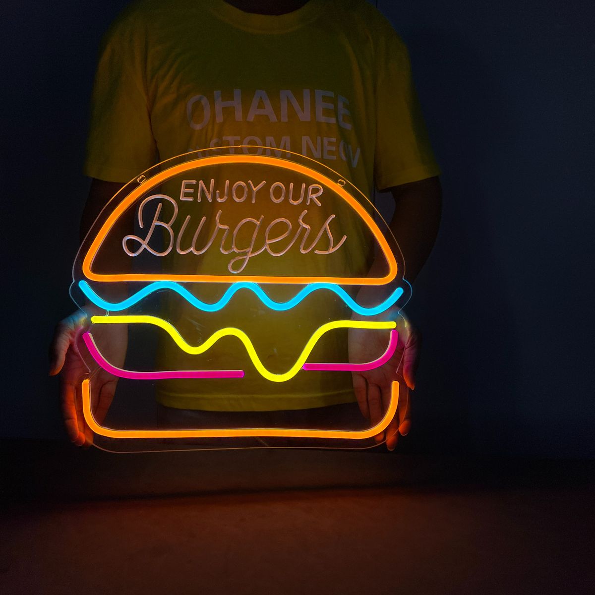 Dog Neon Sign Fries Hamburger Pizza Shaped Wall Hanging LED