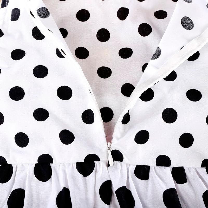 Korean Summer Baby Children Sleeveless Dot Flower Belt Girls Dress-White