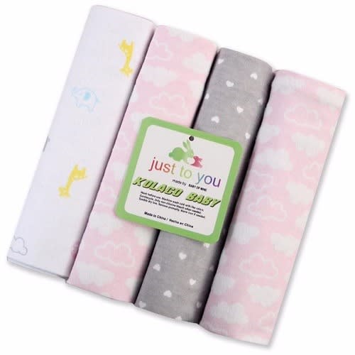 Baby Flannel Receiving Blankets - 4 Pack