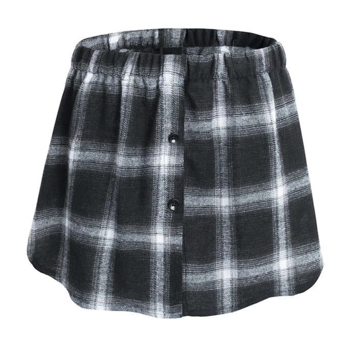 Plaid Half Skirt Girls TShirt Hoodies False Bottom Extender Black