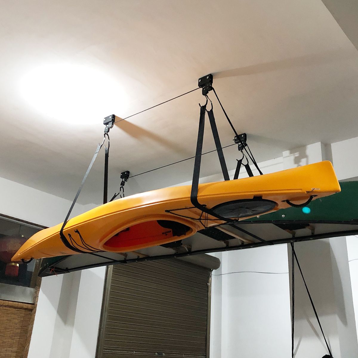 Kayak Lift With Hanging Pulley System Kayak Ceiling Rack