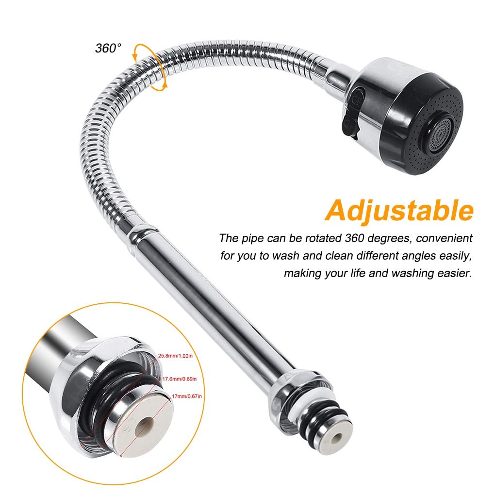 Faucet Aerator Extension Flexible Tap Water Sprayer Basin Stainless Kitchen Sink Faucet  Fittings Single Handle Connection As Show