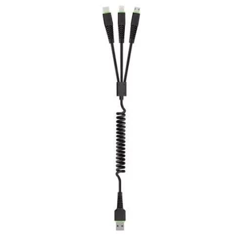 150t3s 3 In 1 Coiled Cable - Micro Usb