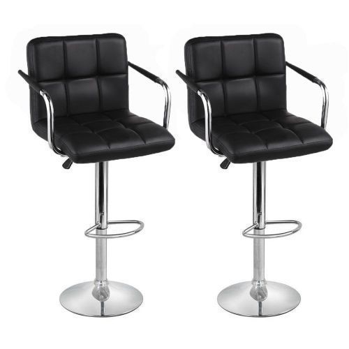 Leather Bar Stool With Armrest-(2pcs)