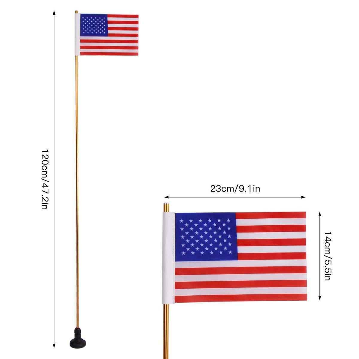1.2M Collapsible Safety Flag with Rail Mount Base for Marine Boat Canoe Kayak