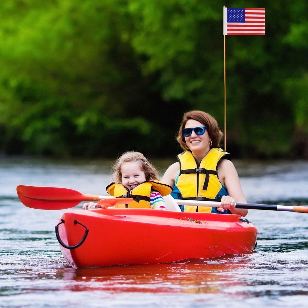1.2M Collapsible Safety Flag with Rail Mount Base for Marine Boat Canoe Kayak