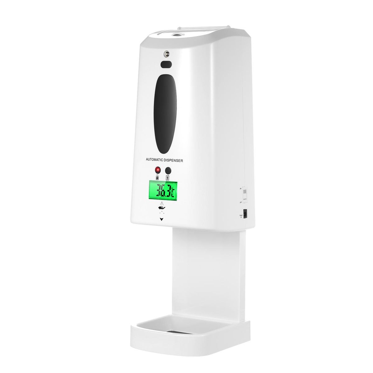 2 in 1 Automatic Non-contact Temperature Measuring Soap Dispenser with 3-Color Backlight LCD Screen 1300ml Auto Soap Dispenser Sprayer and Digital Infrared Thermometer Wall Mounted or Desktop for Home Commercial Public Places
