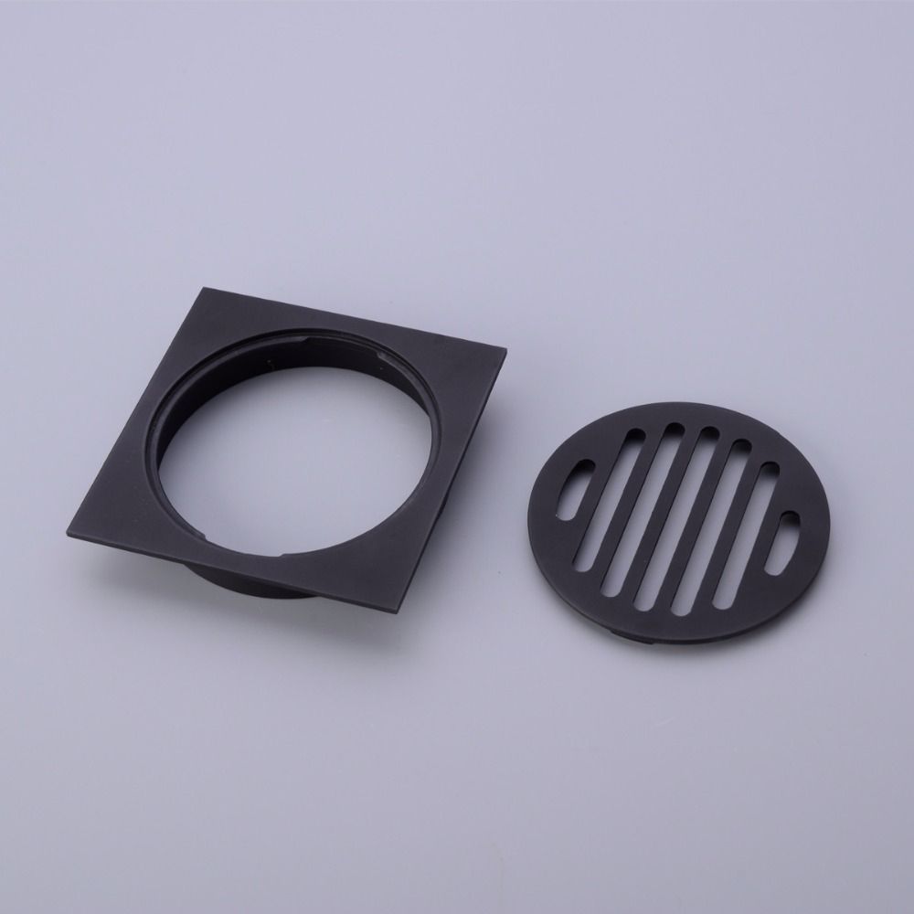 Matte Black BrSquare Floor Drain Strainer, Copper Shower Waste Drain Cover 11-158B