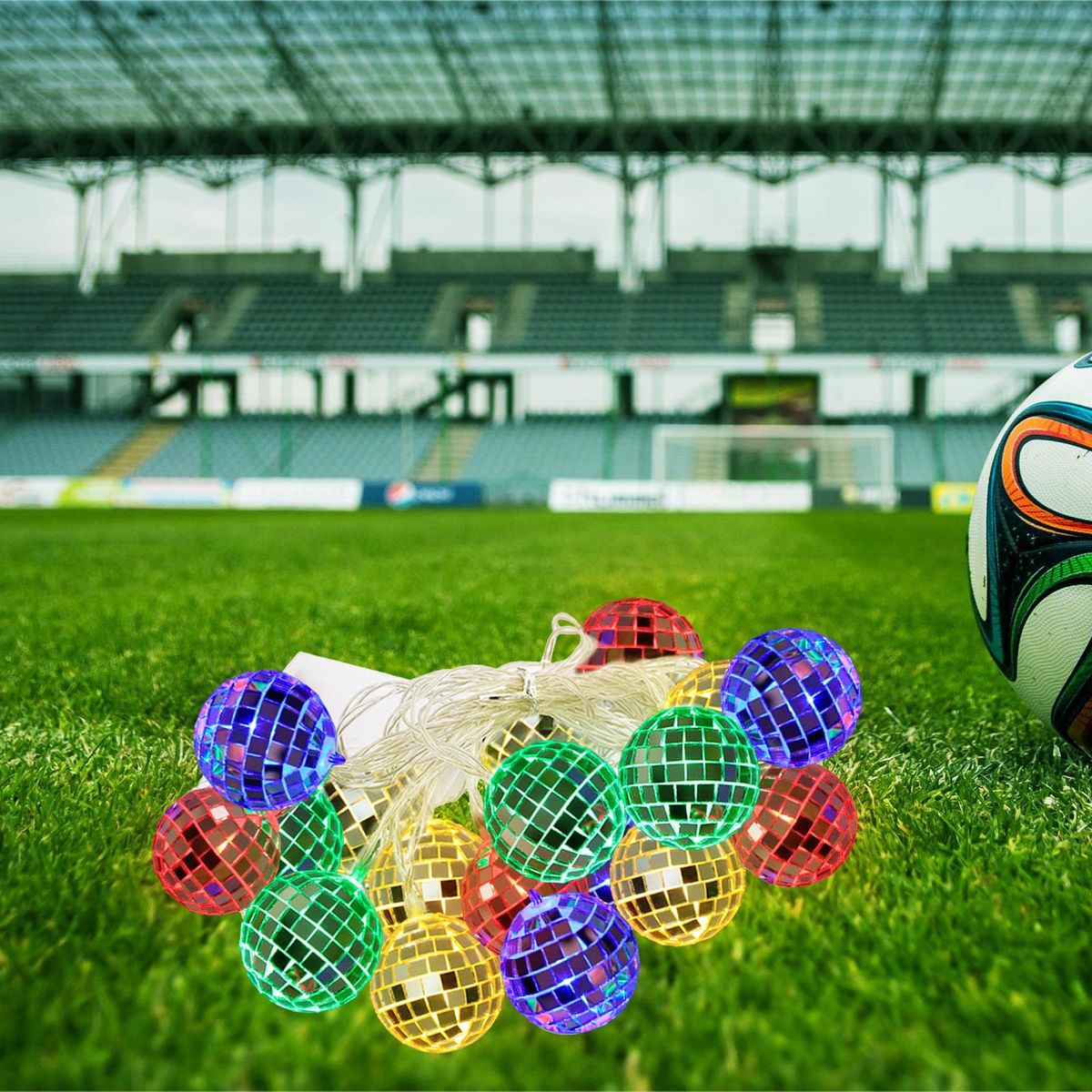 10ft 20LED Globe String Lights Decorative Hanging Lights Balls Fairy String Lights Battery Powered World Cup Lighting for Indoor Outdoor Garden Patio