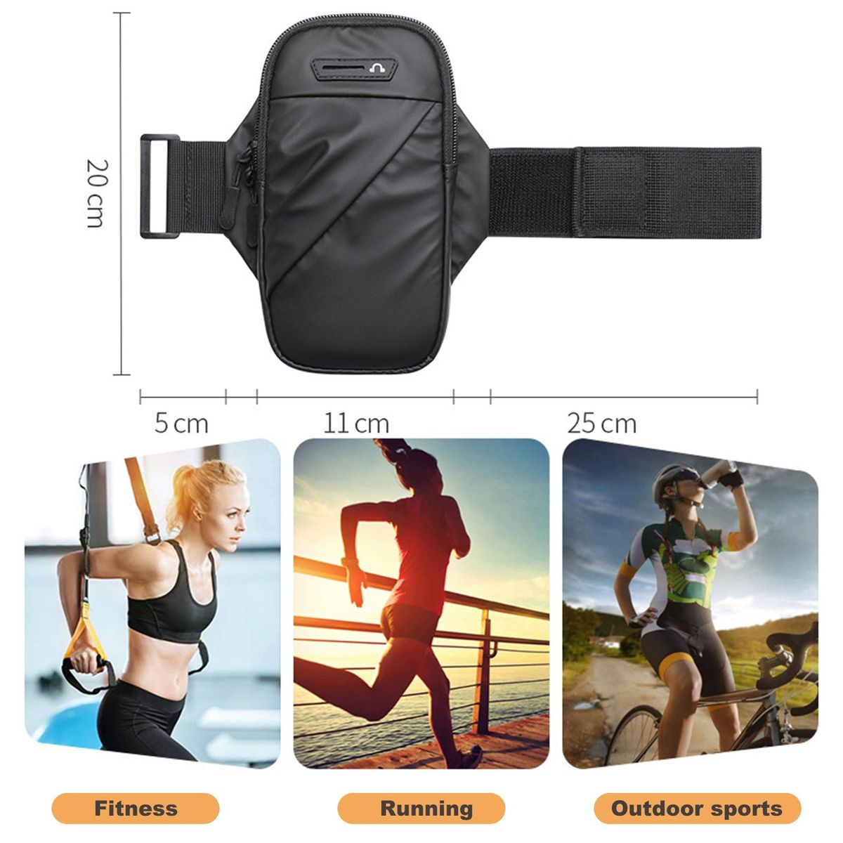 Running Phone Bag Phone Holder Running Armband Black