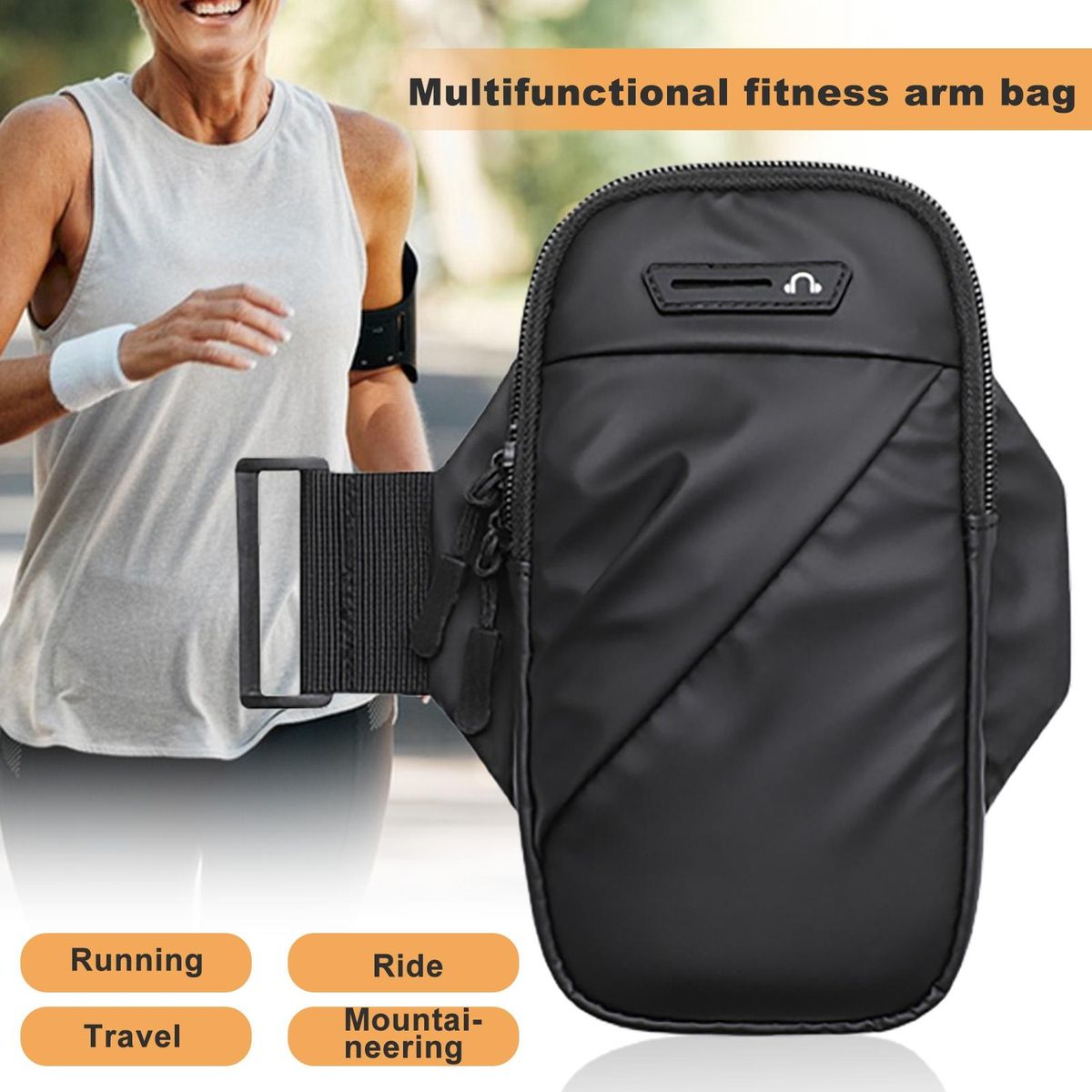 Running Phone Bag Phone Holder Running Armband Black