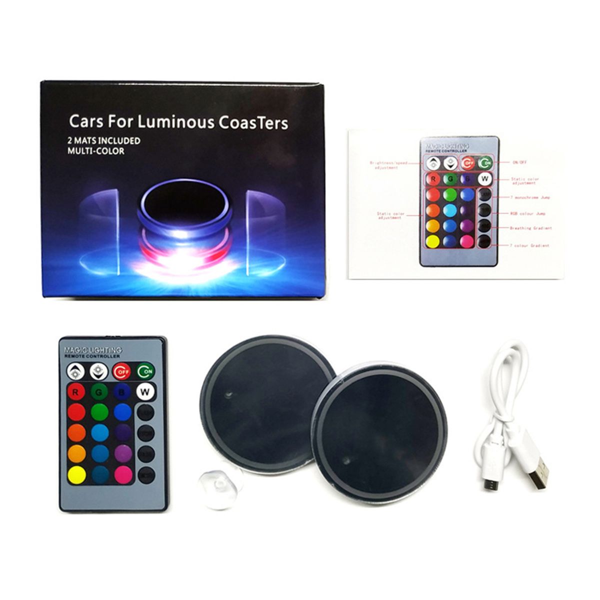 Auto Lighting Light-Emitting Diode Cup Mat Anti-Slip