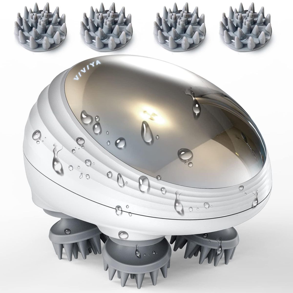 Electric Scalp Massager with LED Light, Waterproof Electric Hair Massager with 8 Massage Claws
