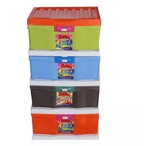 4 Tiers Baby Plastic Storage Cabinet - Multicolour - 26cm