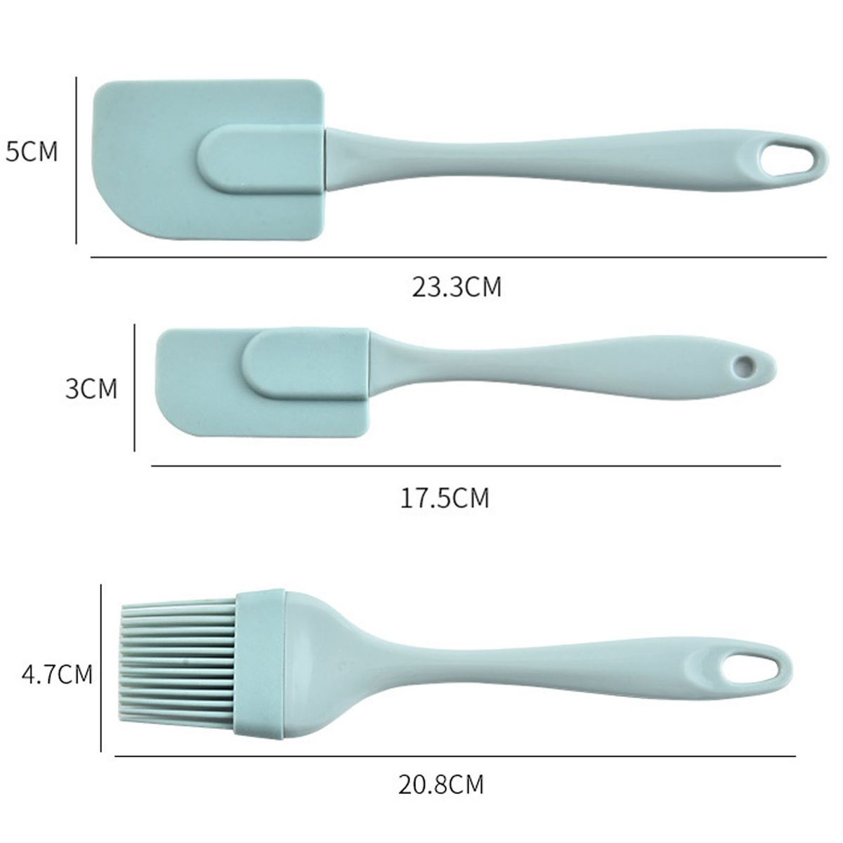 3Pcs/Set Cake Spatula Kit Portable Non-stick Silicone-Blue