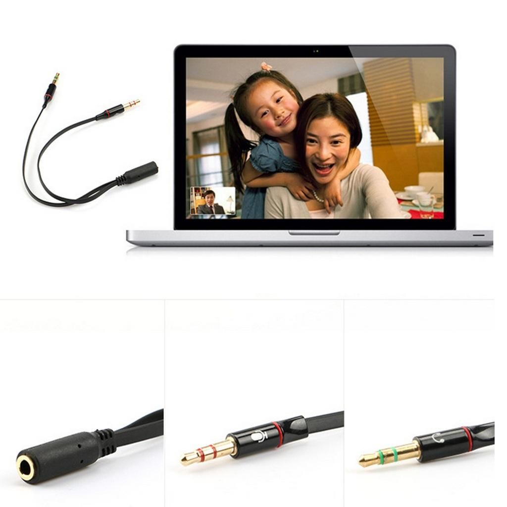 3.5mm Stereo  Female To 2 Male Headphone Mic Splitter Cable White