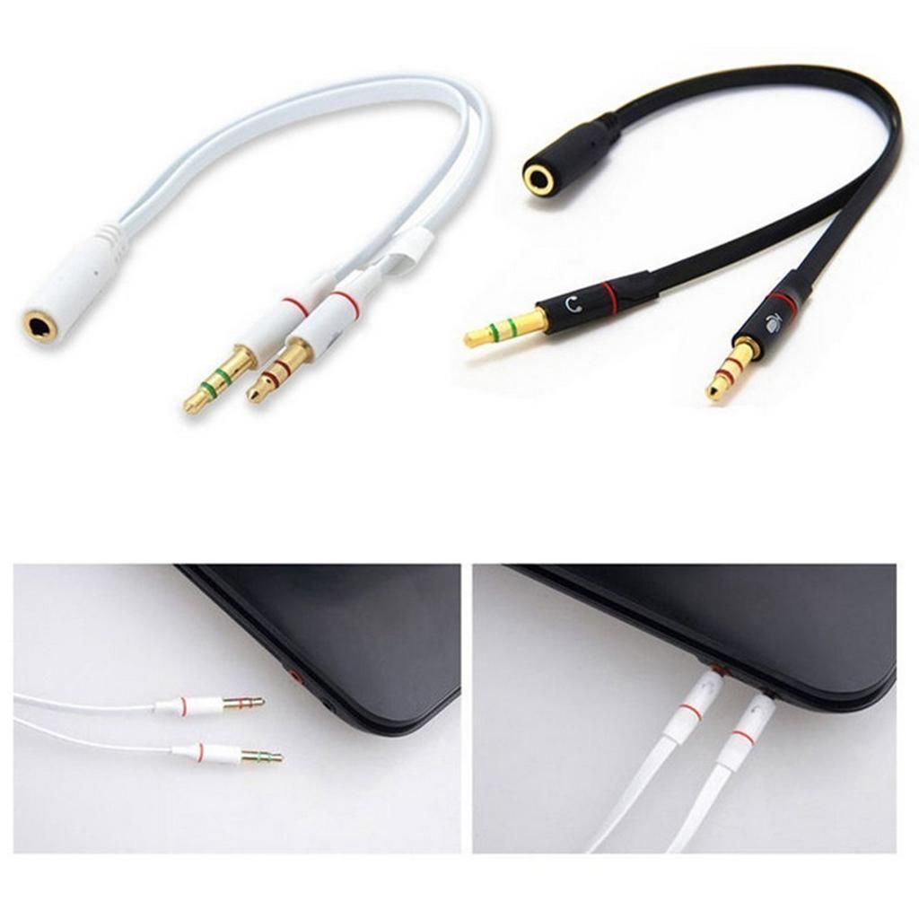3.5mm Stereo  Female To 2 Male Headphone Mic Splitter Cable White