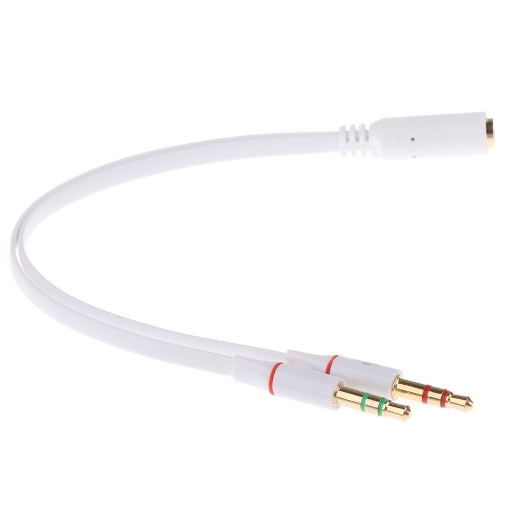 3.5mm Stereo  Female To 2 Male Headphone Mic Splitter Cable White
