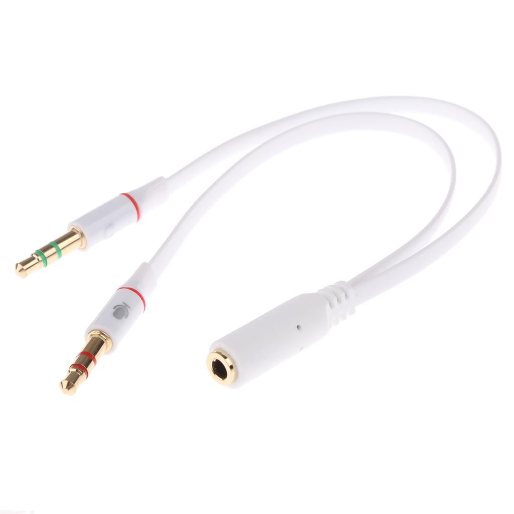 3.5mm Stereo  Female To 2 Male Headphone Mic Splitter Cable White