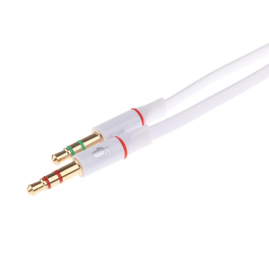 3.5mm Stereo  Female To 2 Male Headphone Mic Splitter Cable White