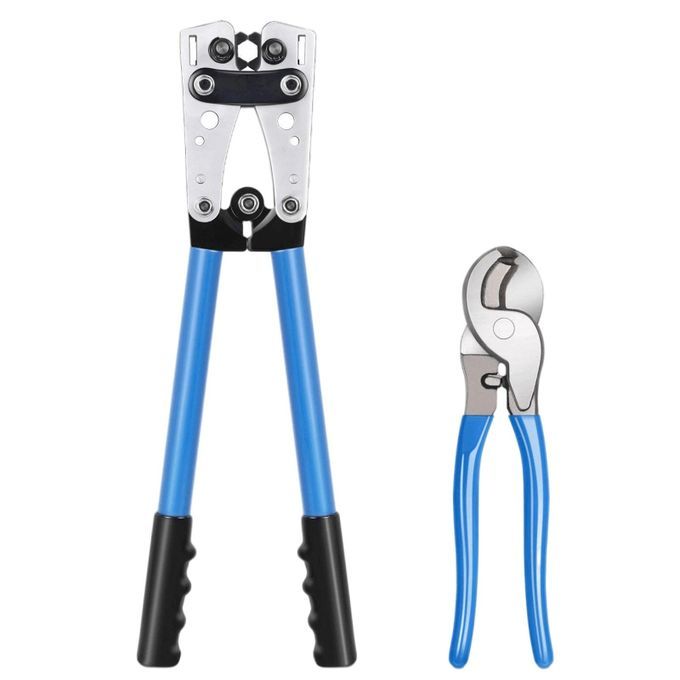2Pcs Heavy Duty Crimper Crimping Tool Cable  For Wire Lugs AWG 0