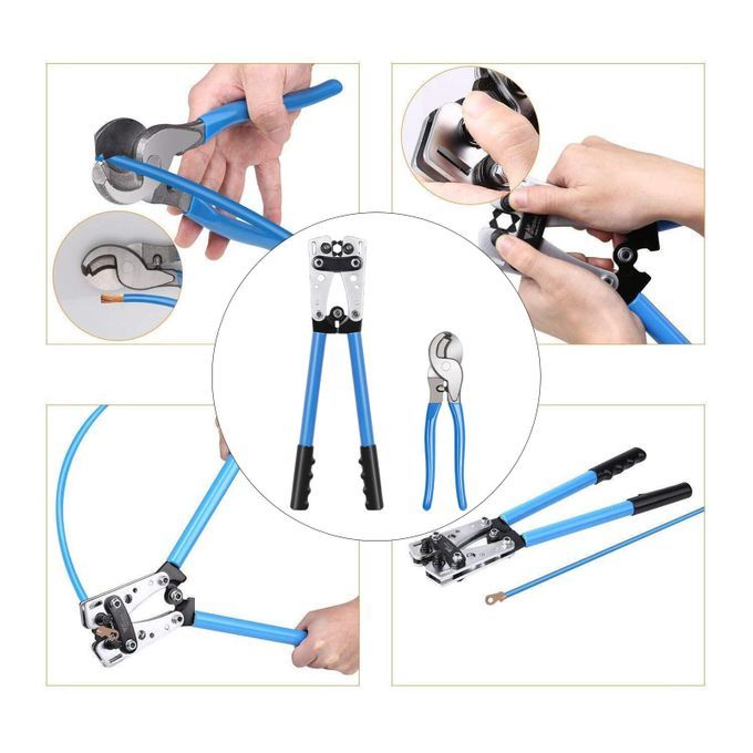 2Pcs Heavy Duty Crimper Crimping Tool Cable  For Wire Lugs AWG 0