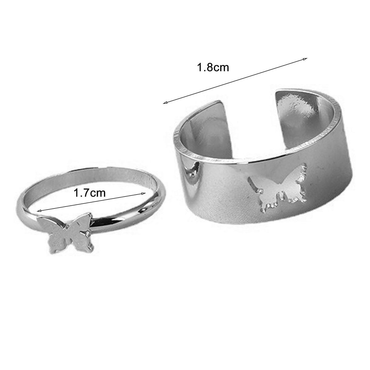 2 Pcs/Set Couple Ring Solid Color Matching Ring Punk-C